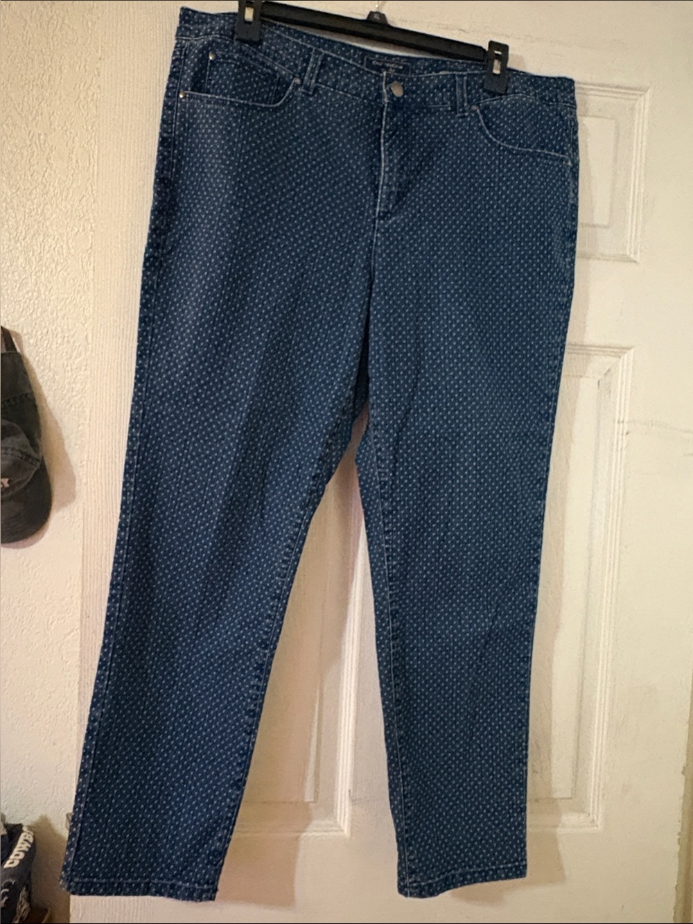 Charter Club Navy Straight-Leg Jeans with White Microdots